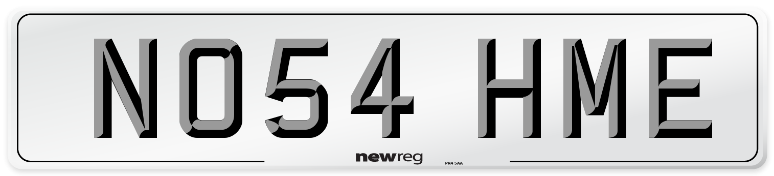 NO54 HME Number Plate from New Reg